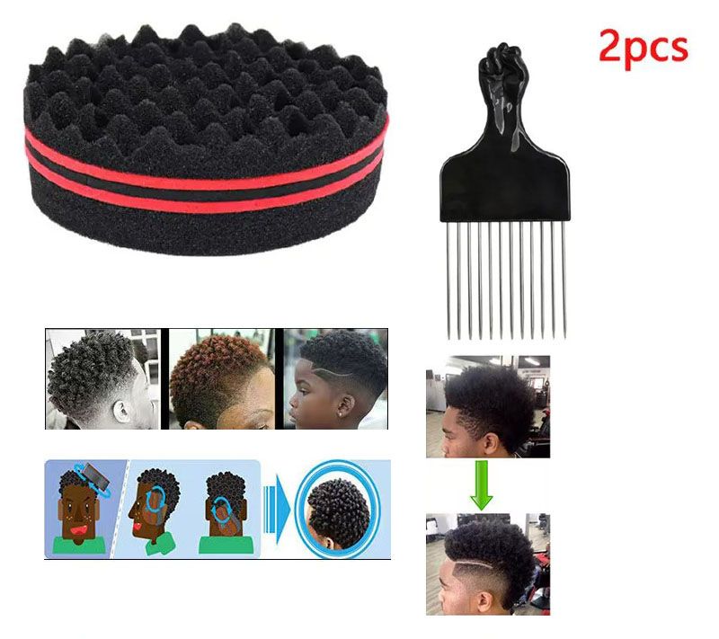 2pcs Magic Twist Hair Sponge Barber Hair Brush Sponge  Hairdressing Styling Tool For Afro Curl Coils Dreadlocks Hair Combs  Hair Tools Hair Brush Hair Accessories