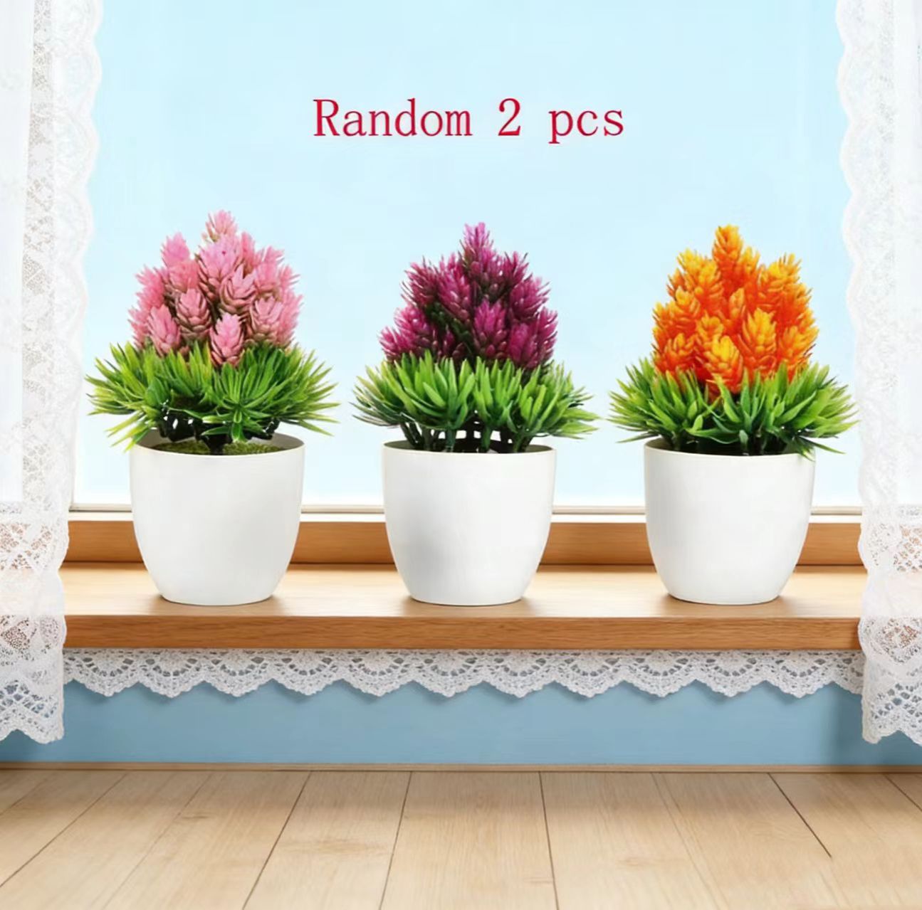 2pcs Artificial Small Plant Fake Flower Potted Plant Bathroom for Indoor Decor Window Tabletop Office Colorful Desktop Ornaments