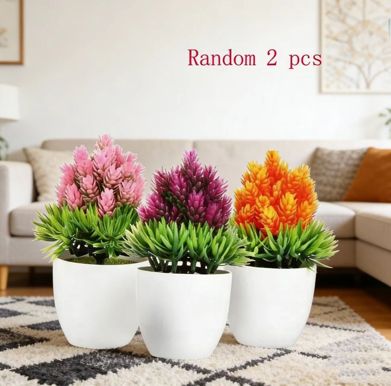 2pcs Artificial Small Plant Fake Flower Potted Plant Bathroom for Indoor Decor Window Tabletop Office Colorful Desktop Ornaments