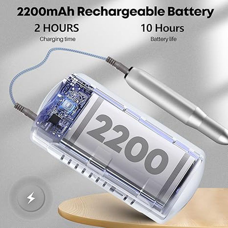 40000RPM Portable Cordless Nail Drill Machine with Bits, Rechargeable E File for Acrylic & Gel Nails, Manicure & Pedicure Tech Tool for Home Salon, Nail File Polishing Grinding Machine