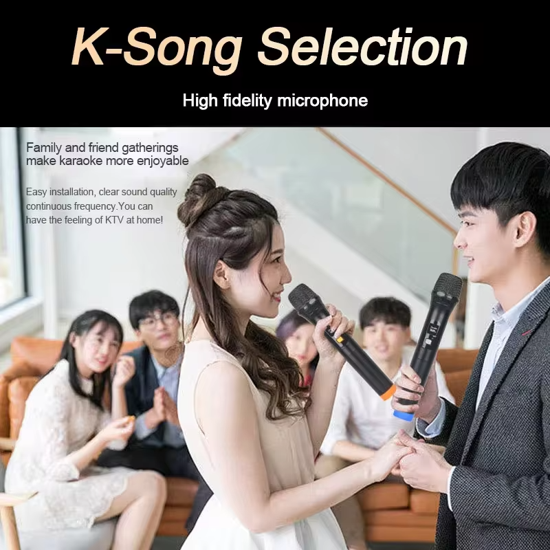 Wireless Microphone Handheld Micphone 2 Channels UHF Fixed Frequency Mic For Party Karaoke Professional Church Show Meeting