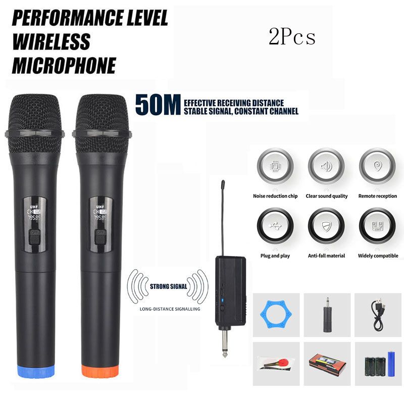 Wireless Microphone Handheld Micphone 2 Channels UHF Fixed Frequency Mic For Party Karaoke Professional Church Show Meeting
