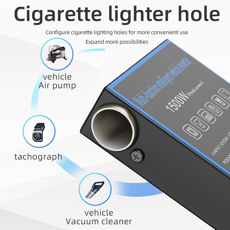 12v24v to 220v car inverter truck car universal converter mobile phone dual flash charging socket charger ， 200W Car Power Inverter，Durable Power Converter.4 USB Ports.Peak power1500W