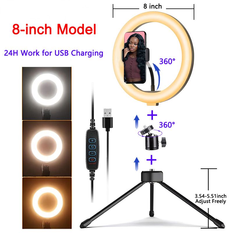 10inch/ 8inch Ring Lamp Led Selfie Wireless Remote For Youtube Video Live Photography Lighting For Phone Ring Light With Tripod Stand Photo