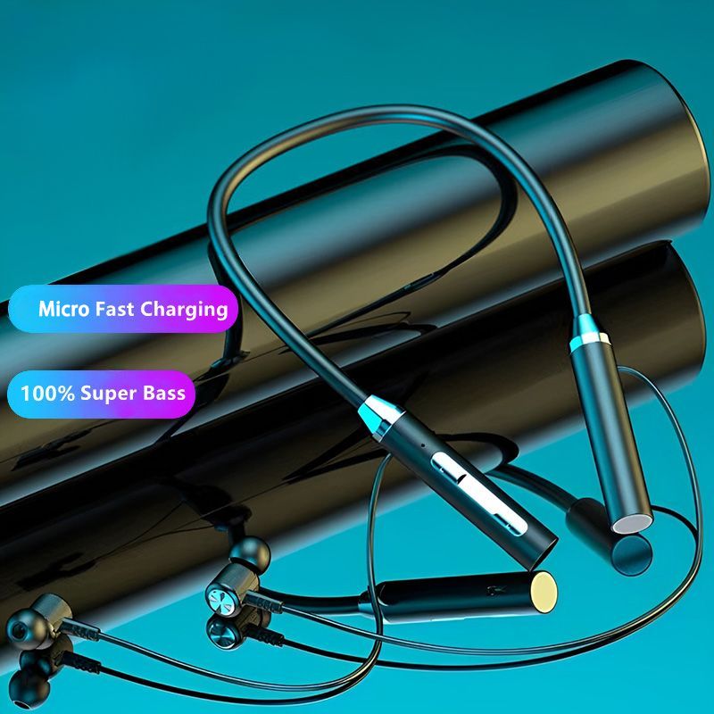 Wireless Headphones Magnetic Neckband Music Headset Wireless Neck-hanging TWS Sports Earbuds Noise Reduction Design Earphone Black
