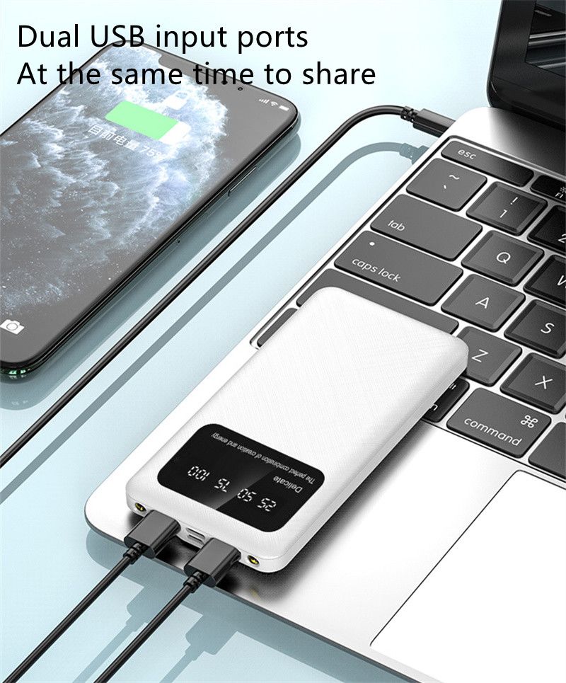 20000mAh powerbank Digital Display Portable Power Charging Bank Premium Black with Usb Light as Gift