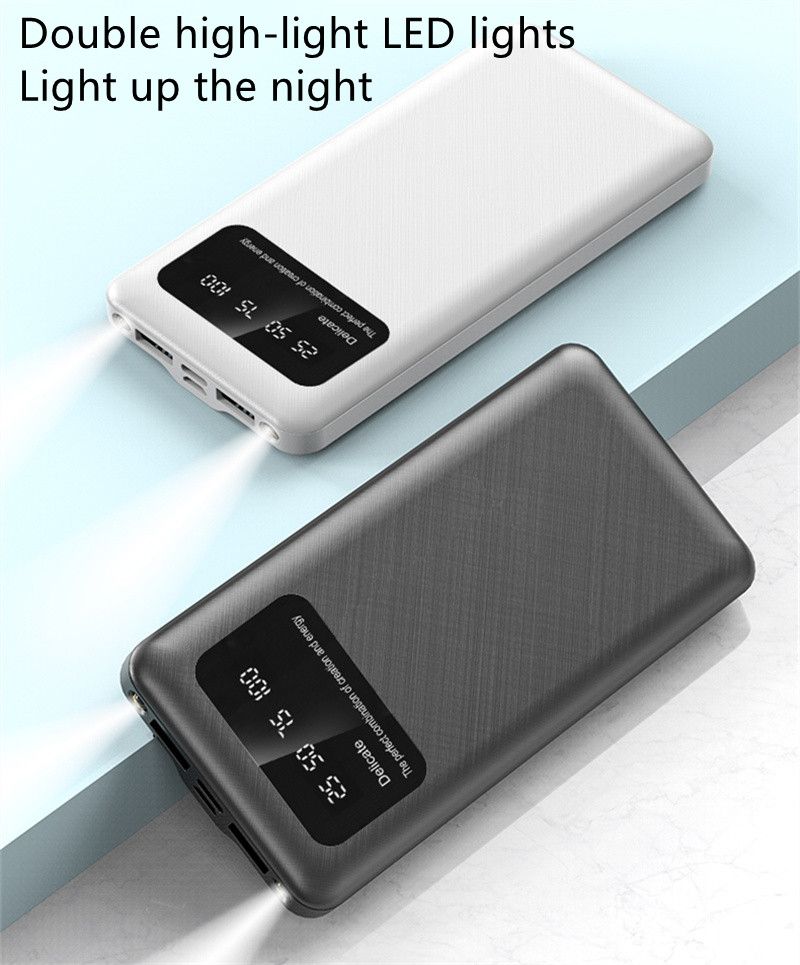 20000mAh powerbank Digital Display Portable Power Charging Bank Premium Black with Usb Light as Gift
