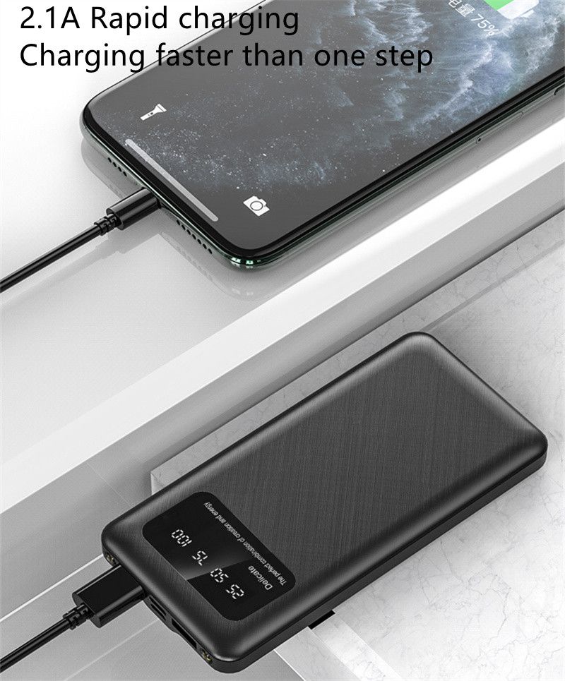 20000mAh powerbank Digital Display Portable Power Charging Bank Premium Black with Usb Light as Gift