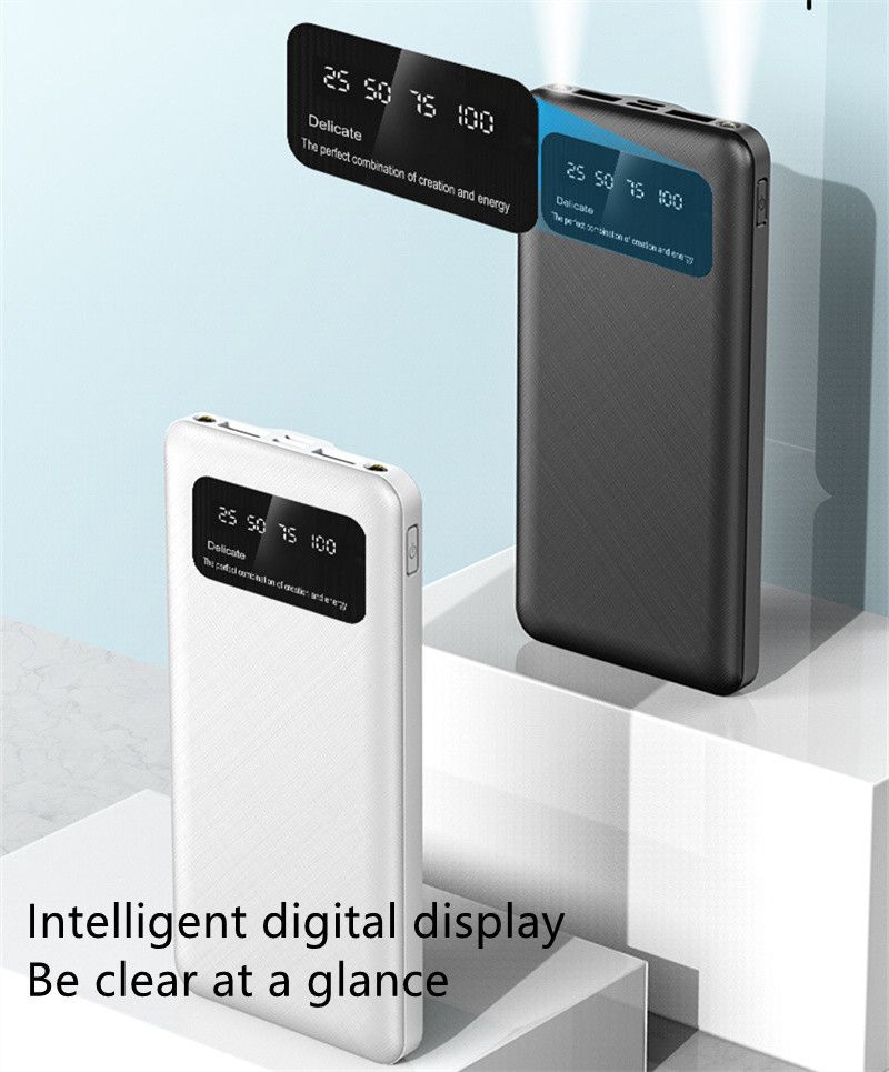 20000mAh powerbank Digital Display Portable Power Charging Bank Premium Black with Usb Light as Gift