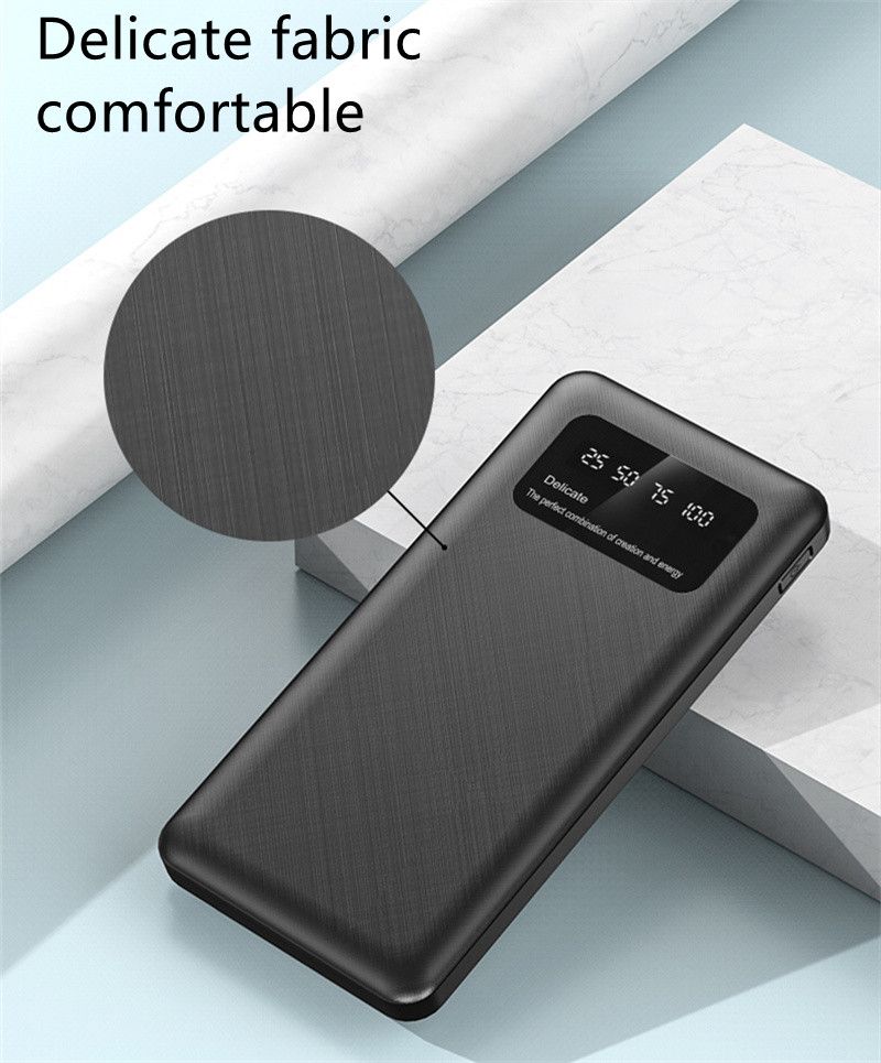 20000mAh powerbank Digital Display Portable Power Charging Bank Premium Black with Usb Light as Gift