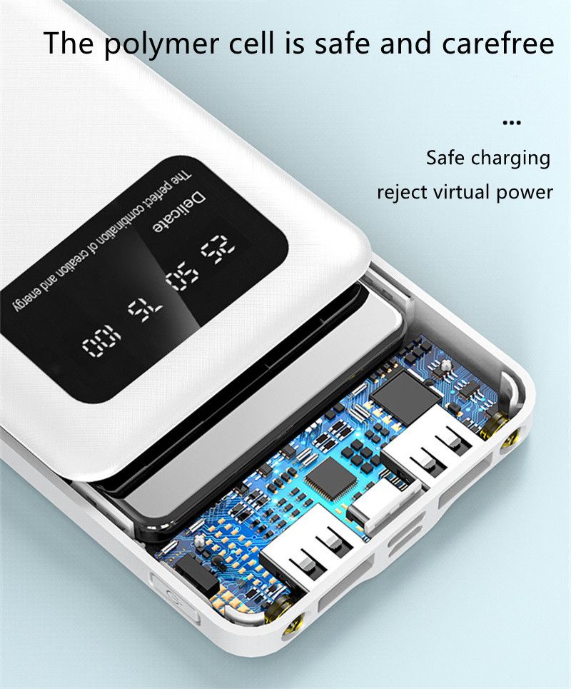 20000mAh powerbank Digital Display Portable Power Charging Bank Premium Black with Usb Light as Gift