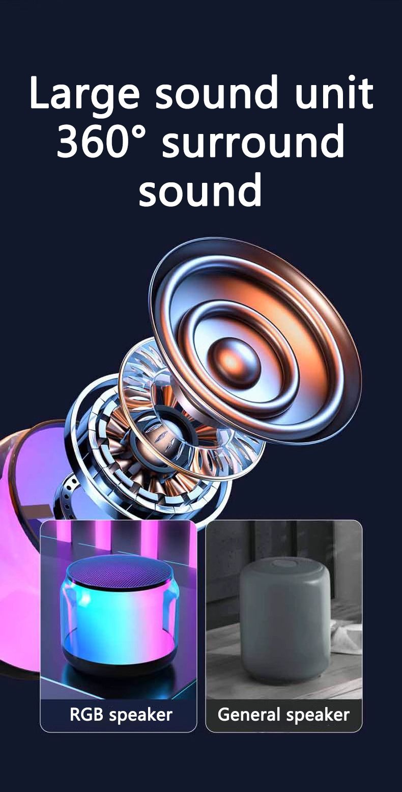 Portable Colorful Lights Wireless Bluetooth Speaker AUX Audio TF Card USB Playback 360 Surround Sound High-quality Subwoofe