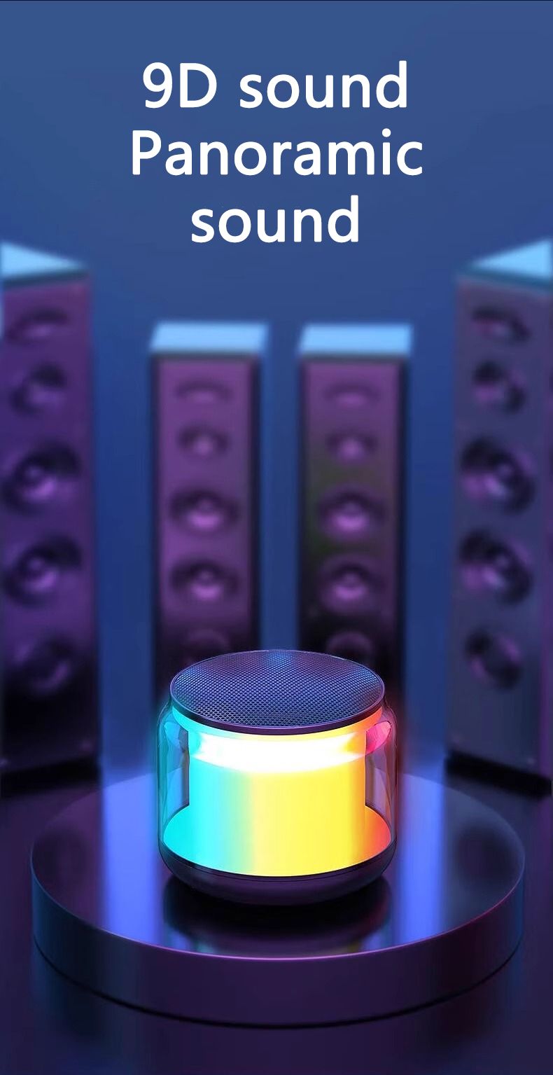Portable Colorful Lights Wireless Bluetooth Speaker AUX Audio TF Card USB Playback 360 Surround Sound High-quality Subwoofe