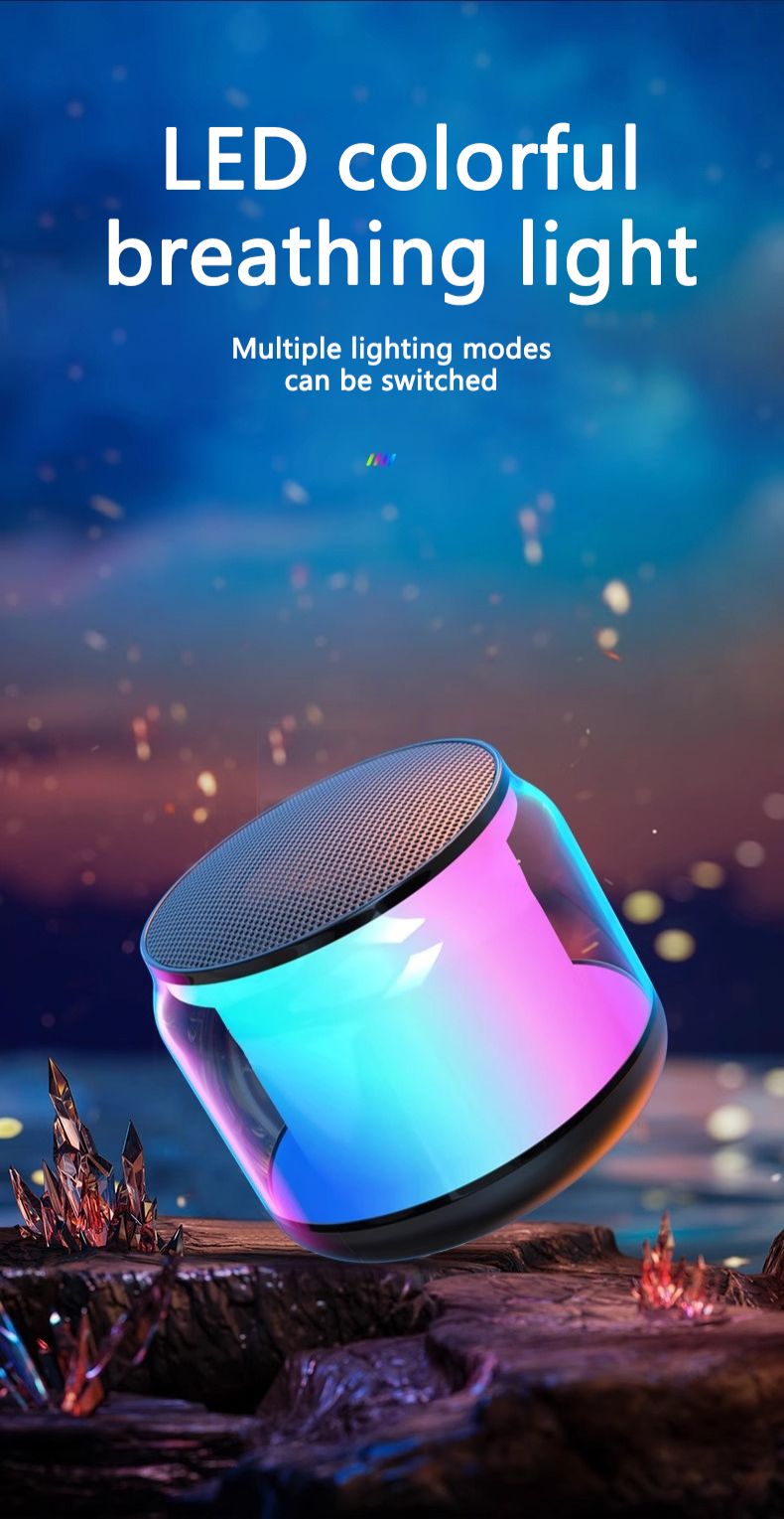 Portable Colorful Lights Wireless Bluetooth Speaker AUX Audio TF Card USB Playback 360 Surround Sound High-quality Subwoofe