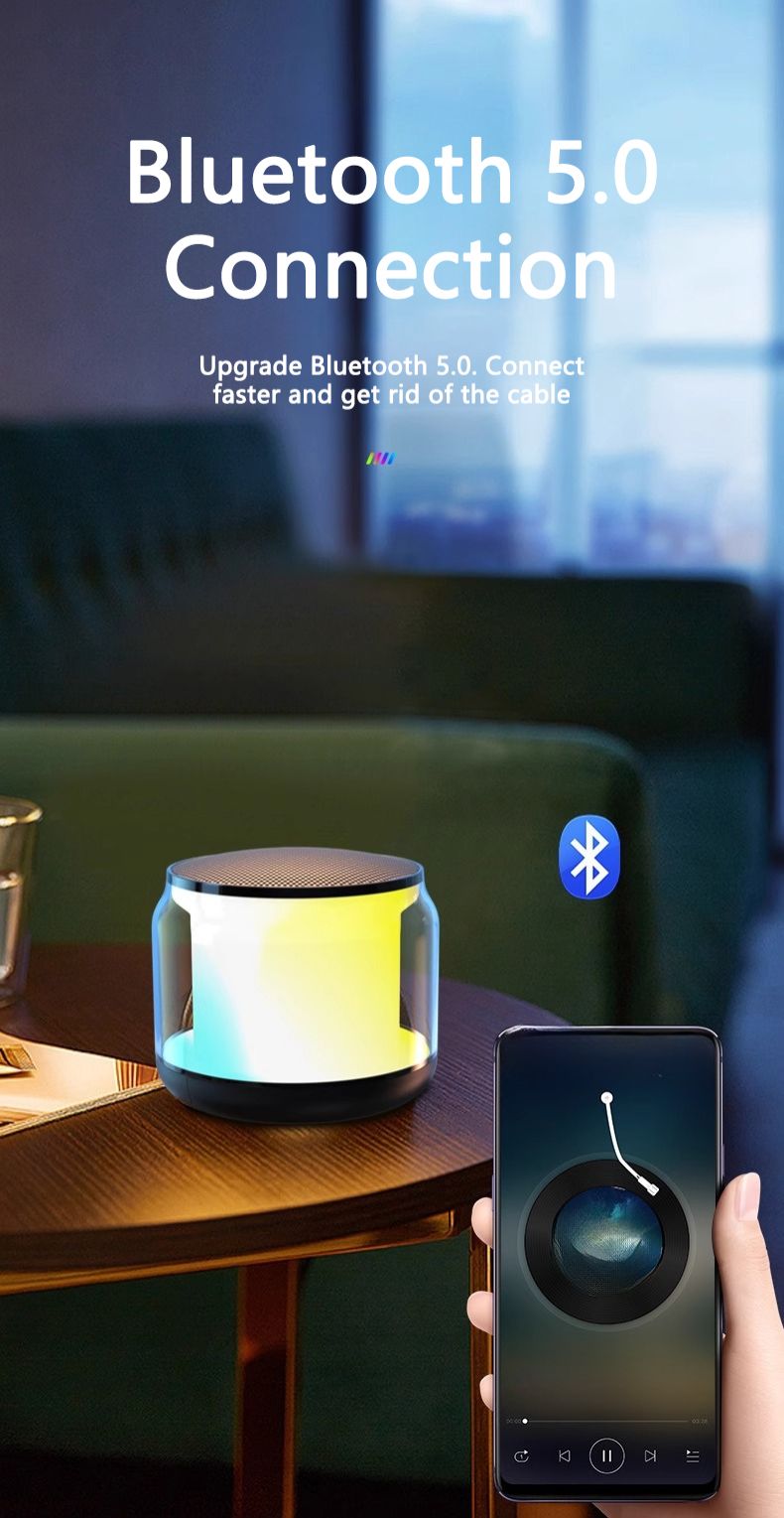 Portable Colorful Lights Wireless Bluetooth Speaker AUX Audio TF Card USB Playback 360 Surround Sound High-quality Subwoofe