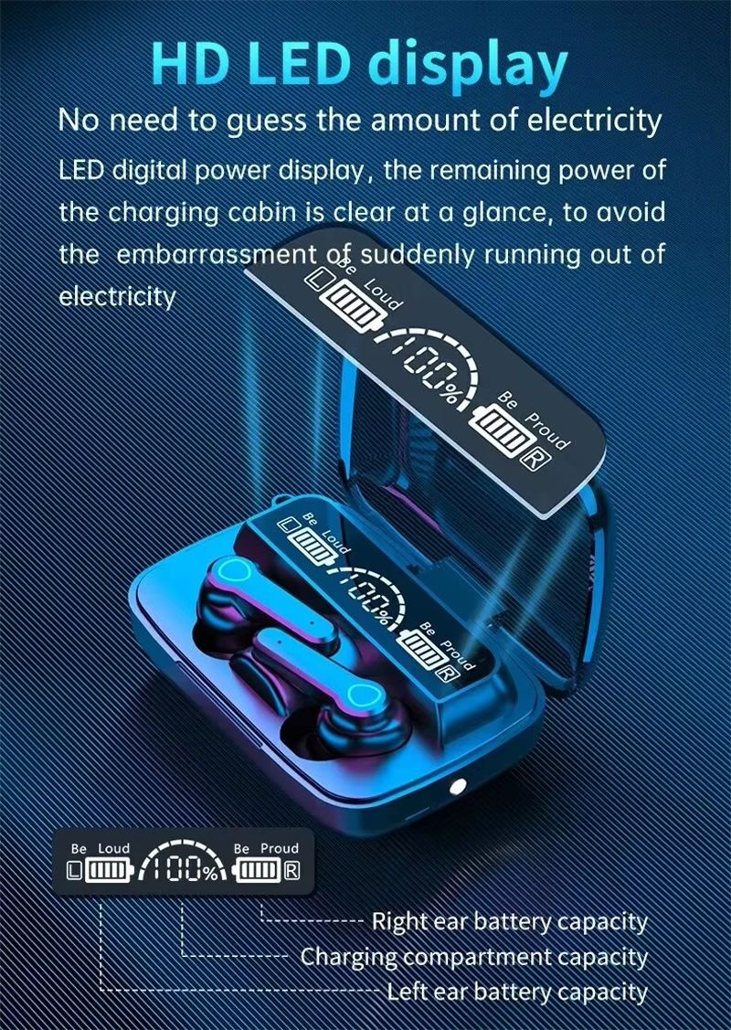 Upgraded M19 Earbuds TWS Earphone Intelligente Touch Control Wireless Bluetooth-compatible Headphones Waterproof LED Display With Mic