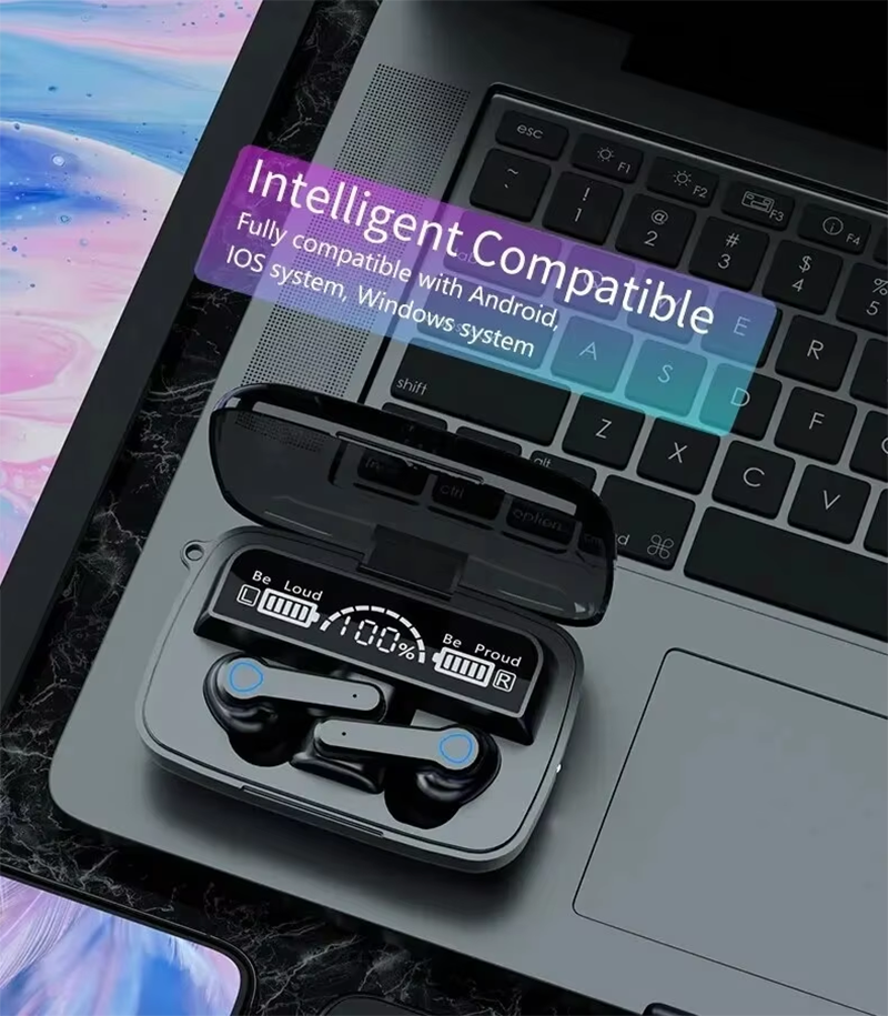 Upgraded M19 Earbuds TWS Earphone Intelligente Touch Control Wireless Bluetooth-compatible Headphones Waterproof LED Display With Mic