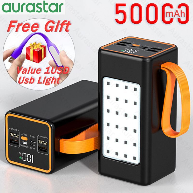 50000mAh powerbank super large capacity power Bank Camping light Power Bank Portable portable power Bank fast charge 22.5W compatible mobile phone brand