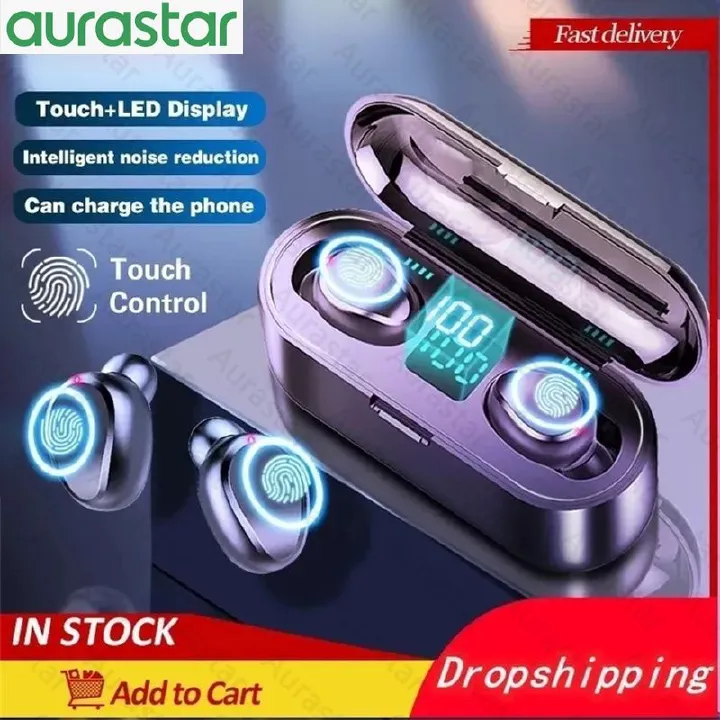 V5.3 Chip Earphones Bluetooth Earphone Wireless Earphones F9 Tws In-ear Noise Cancelling Gaming Earphone Headset With Microphone