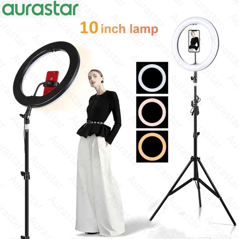 10 inch fill light 26cm ring light website live beauty light photography mobile phone live photography fill light equipment plus 2.1M Tripod Stand for Selfie Live Stream/Makeup/Youtube/Tiktok Video