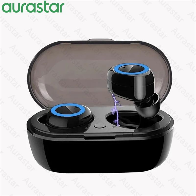 Y50 Black Wireless Bluetooth Earphone TWS Stereo Earbuds In-Ear Touch Control 450mAh with Mic Earphone for iOS Android
