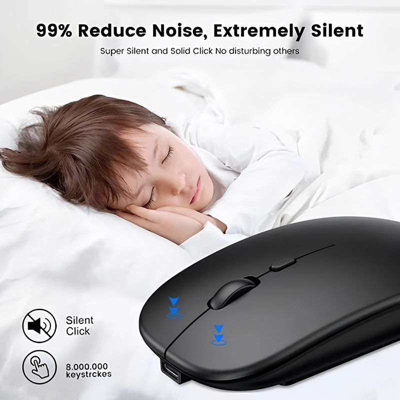 Office Silent 2.4G & Bluetooth 2 mode Mouse Using Battery USB Ultrathin Computer Mouse