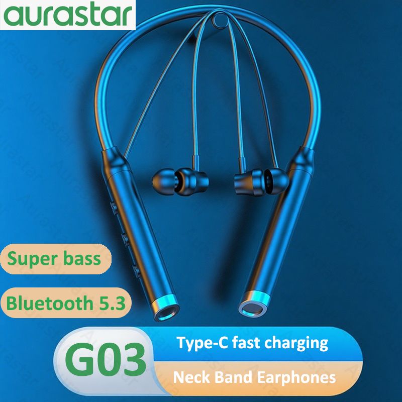 G03 Wireless Bluetooth Earphone Neck Band Earphones Earbuds Hanging Neck Sports Two Ears in-ear Neck Hanging Long Standby with Magnetic Voice Assistant