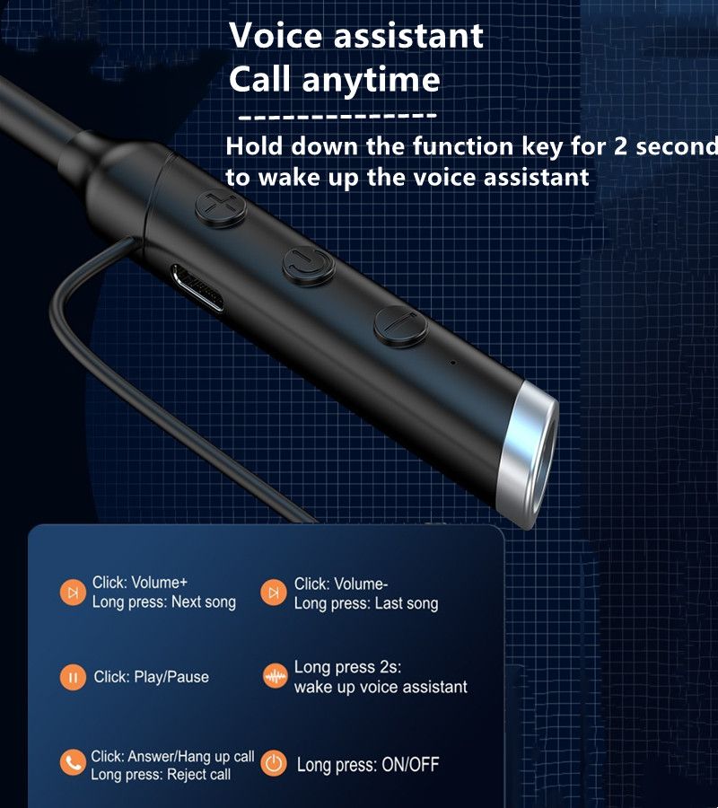 G03 Wireless Bluetooth Earphone Neck Band Earphones Earbuds Hanging Neck Sports Two Ears in-ear Neck Hanging Long Standby with Magnetic Voice Assistant