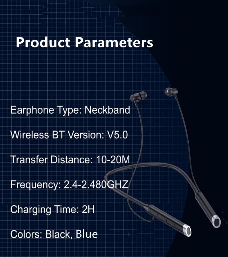 G03 Wireless Bluetooth Earphone Neck Band Earphones Earbuds Hanging Neck Sports Two Ears in-ear Neck Hanging Long Standby with Magnetic Voice Assistant