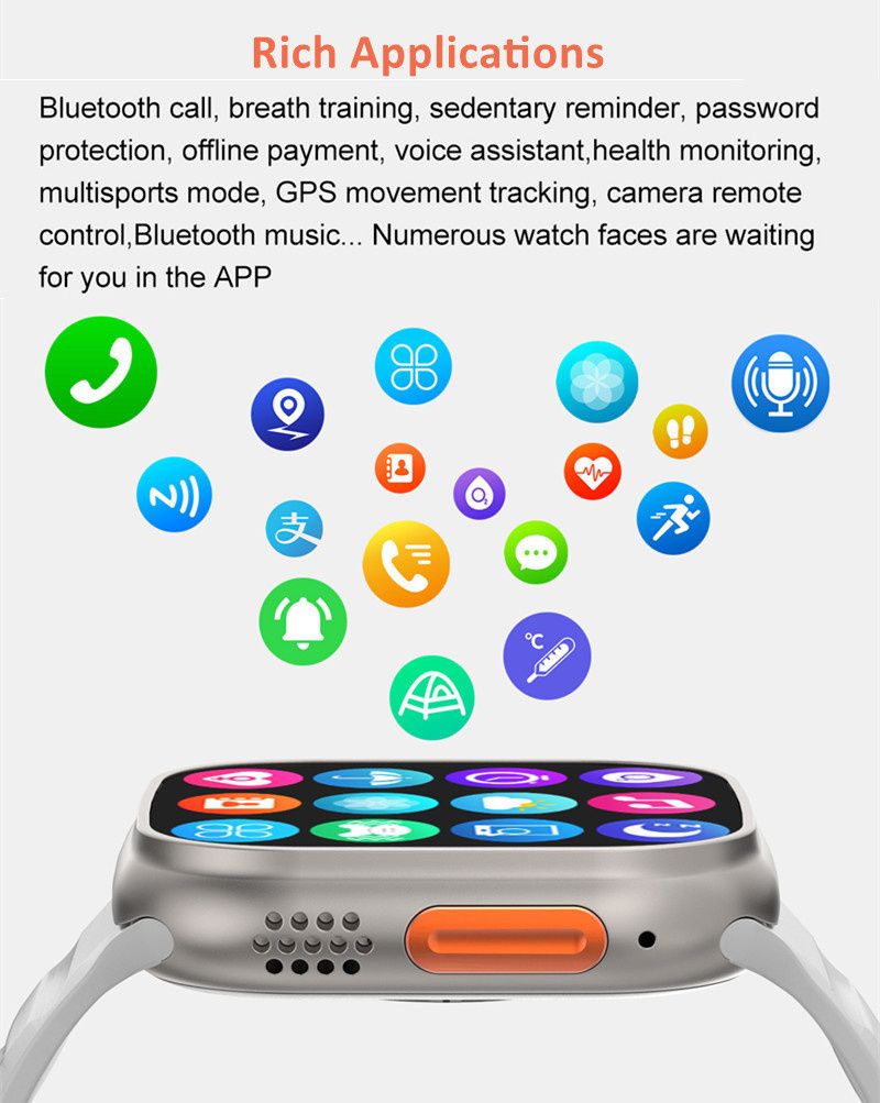 Smart Watch T900 Ultra Bluetooth Calls Wireless Charger Mens Watch Women Sport Fitness Smartwatch for Apple Xiaomi Android Phone