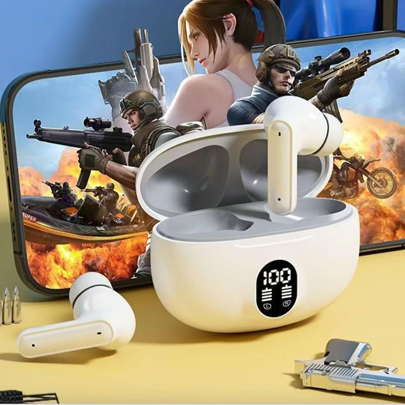 Bluetooth 5.3 TWS Wireless Headphones Earphone Digital Display Headset Stereo IPX4 Waterproof Headset with Mic for All Smartphones