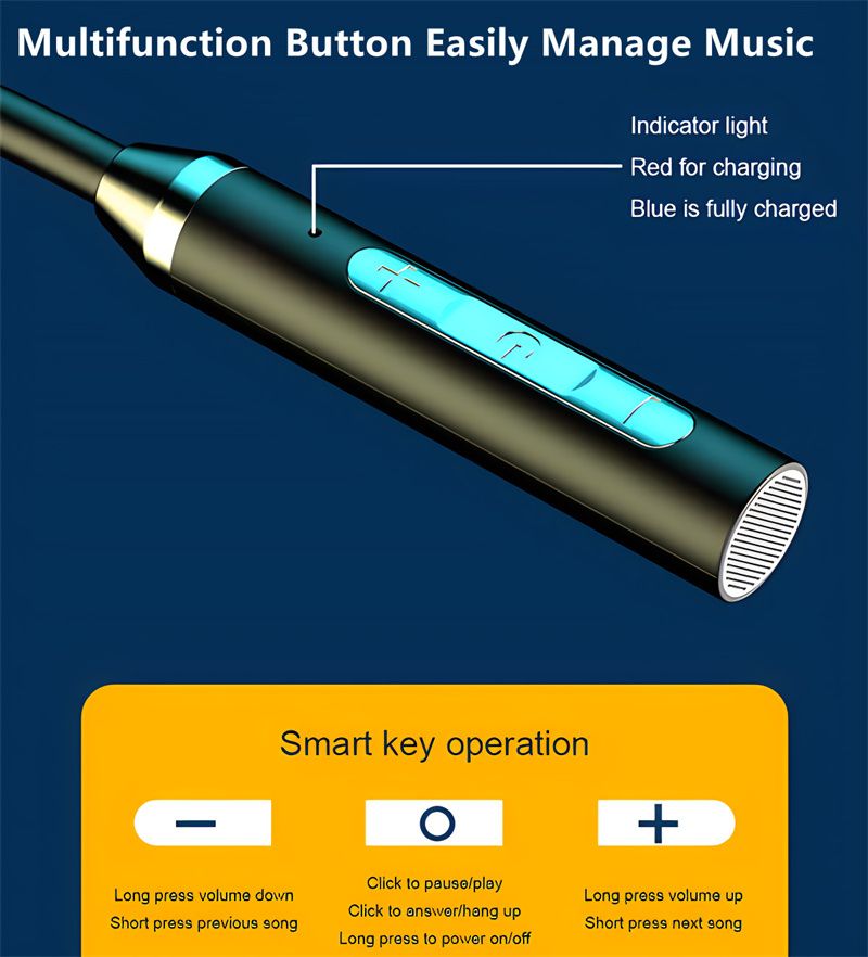 G03 Wireless Bluetooth Earphone Neck Band Earphones Earbuds Hanging Neck Sports Two Ears in-ear Neck Hanging Long Standby with Magnetic Voice Assistant