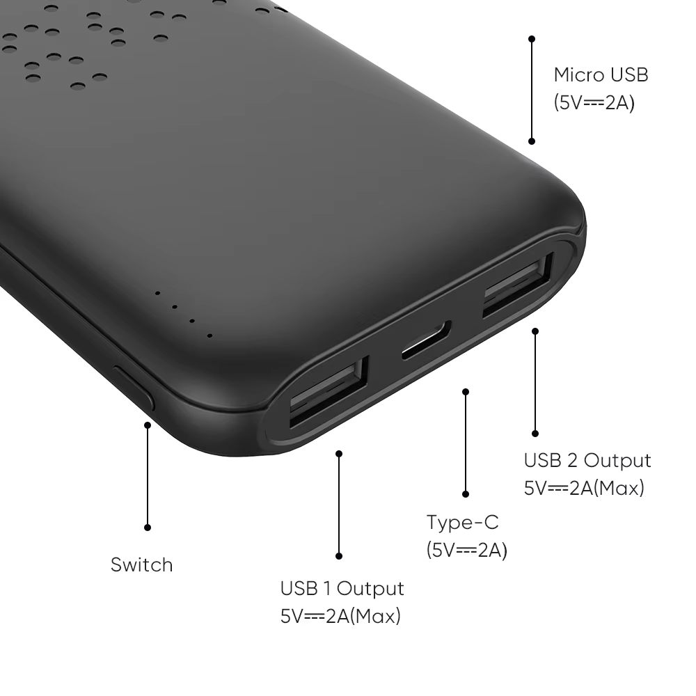 20000mAh powerbank Portable Power Charging Bank Premium Black