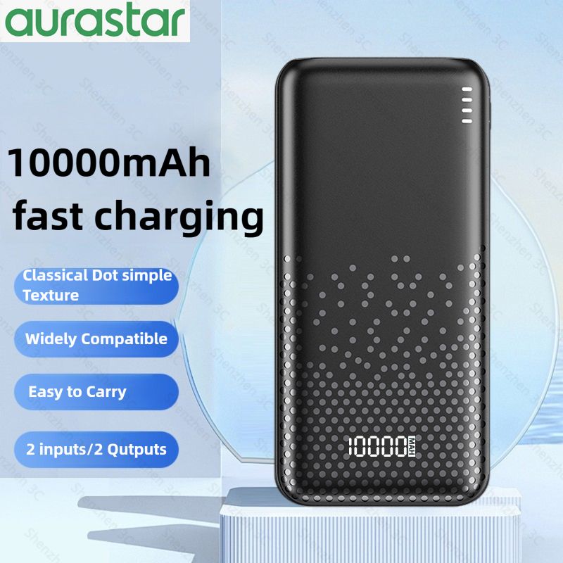10000mAh powerbank Digital Display Portable Power Charging Bank Premium Black with Usb Light as Gift