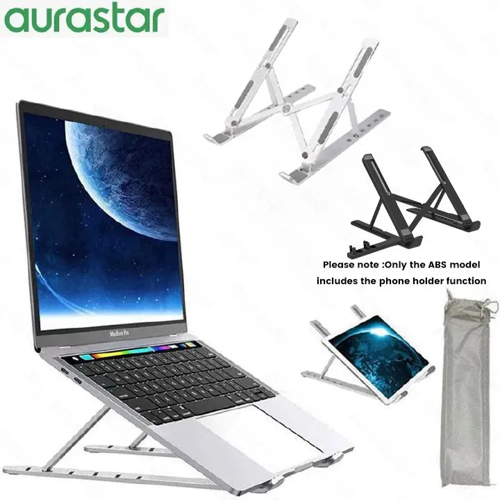 Portable Laptop Stand Aluminium alloy/ABS Foldable Notebook Support Base Holder  6-hole/10-hole height adjustable for Laptop & Tablet Accessories