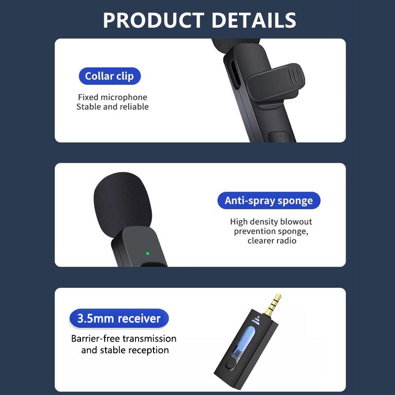 New 3.5mm wireless Collar-clip Lavalier Microphones Noise Reduction Microphone Universal 3.5mm is Suitable for Camera Speaker Smartphones