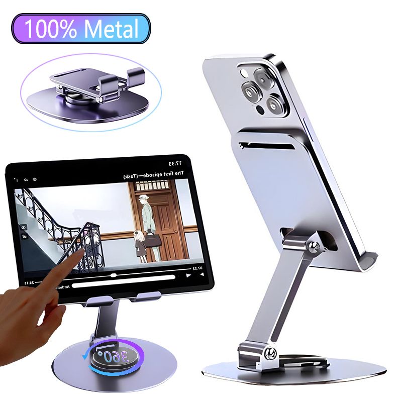 360° Rotate Metal Desk  Mobile Phone Stand Phone Holder For iPhone iPad Xiaomi Adjustable Desktop Tablet Holderl Table Cell Phone Stand