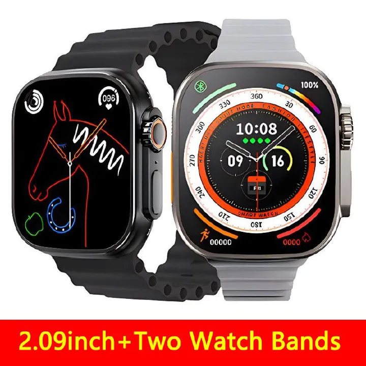T900 Ultra Smart Watch 2 Watchbands Bluetooth Calls Wireless Charger Mens Watch Women Sport Fitness Smartwatch for Apple Xiaomi Android Phone
