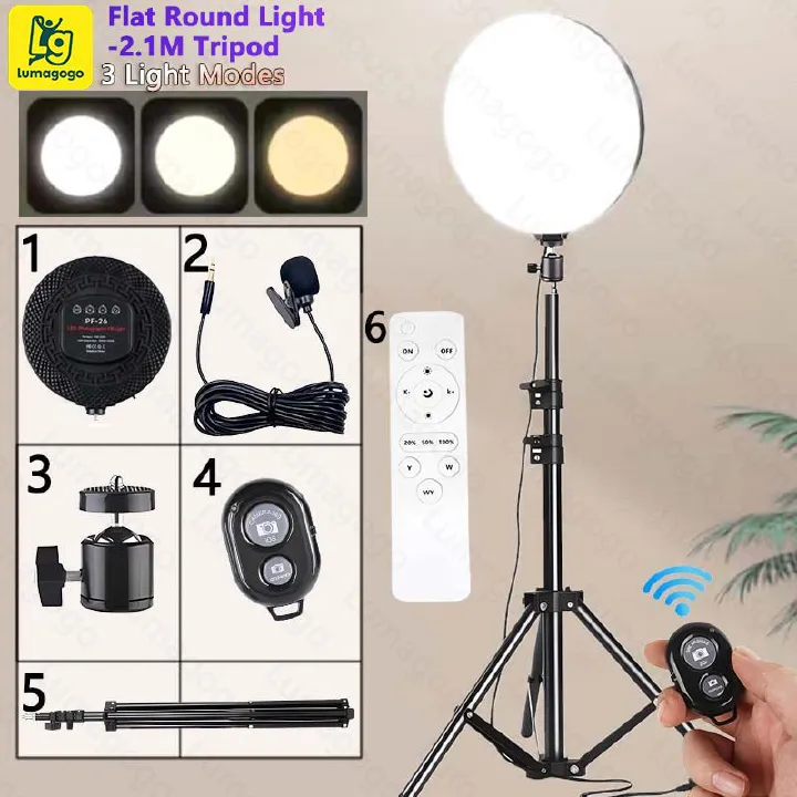 10 Inch  LED Round Light Photo Studio 2700k-6500k Round Lighting With 2.1MTripod Stand 4in1(Free Gift:Micphone+Remote) for Selfie Live Stream/Makeup/Youtube/Tiktok Video/Photography