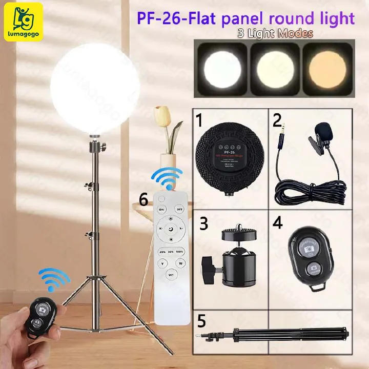 10-inch LED Roundness Lighting Photography Studio Works with 2.1 Meter Tripod 4in1(Free Gift:Micphone+Remote) for Selfie Live Stream/Makeup/Youtube/Tiktok Video/Photography