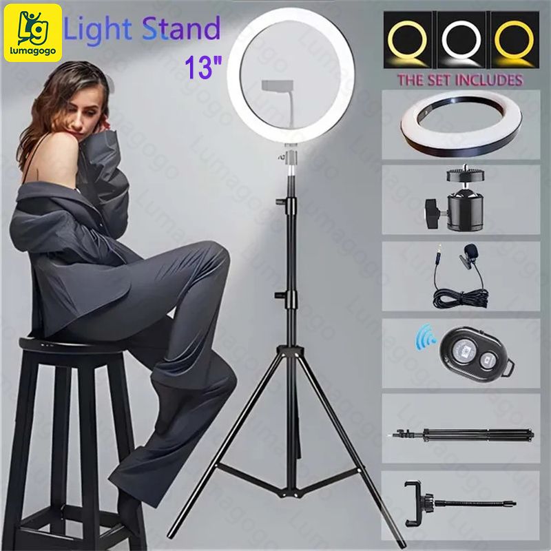 (Free Gift: Micphone+Remote) 4 in 1 Generic Ring Light 13Inch for Selfie Live Stream/Makeup/Youtube/Tiktok Video/Photography WITH 2.1M TRIPOD Stand