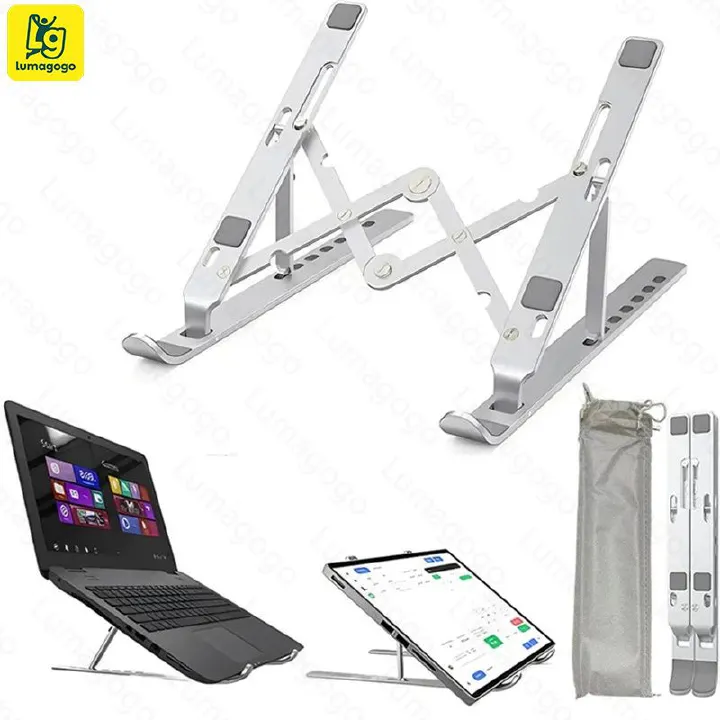 Portable Laptop Stand Support Laptop Bracket Aluminium Notebook Stand Adjustable Tablet Stand Phone Laptop Holder For ipad PC Silver