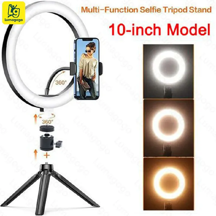 10inch/ 8inch 26cm LED Selfie Ring Light Circle Fill Light+2-in-1 design combines the phone holder