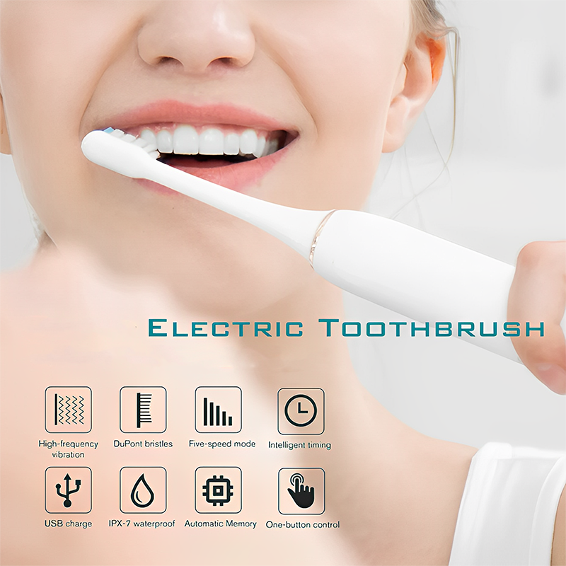 Six Cleaning Modes Electric Toothbrush With Six Brush Heads Rechargeable USB Charging  IPX7 Waterproof Powerful Cleaning Electric toothbrushes IntelligentTimed Reminder For Men Women Kids
