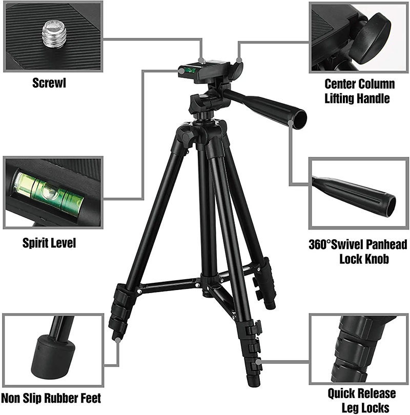 Aluminum Alloy Tripod Up to 1.25M Telescope Telescopic Camera Tripod Mobile Phone Holder Live Streaming Camera Tripod Mobile Phone
