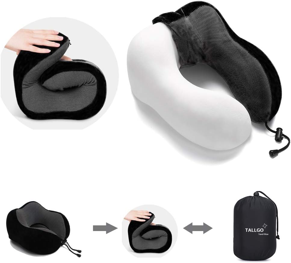 Travel Pillow, Best Memory Foam Neck Pillow Head Support Soft Pillow for Sleeping Rest, Airplane Car & Home Use