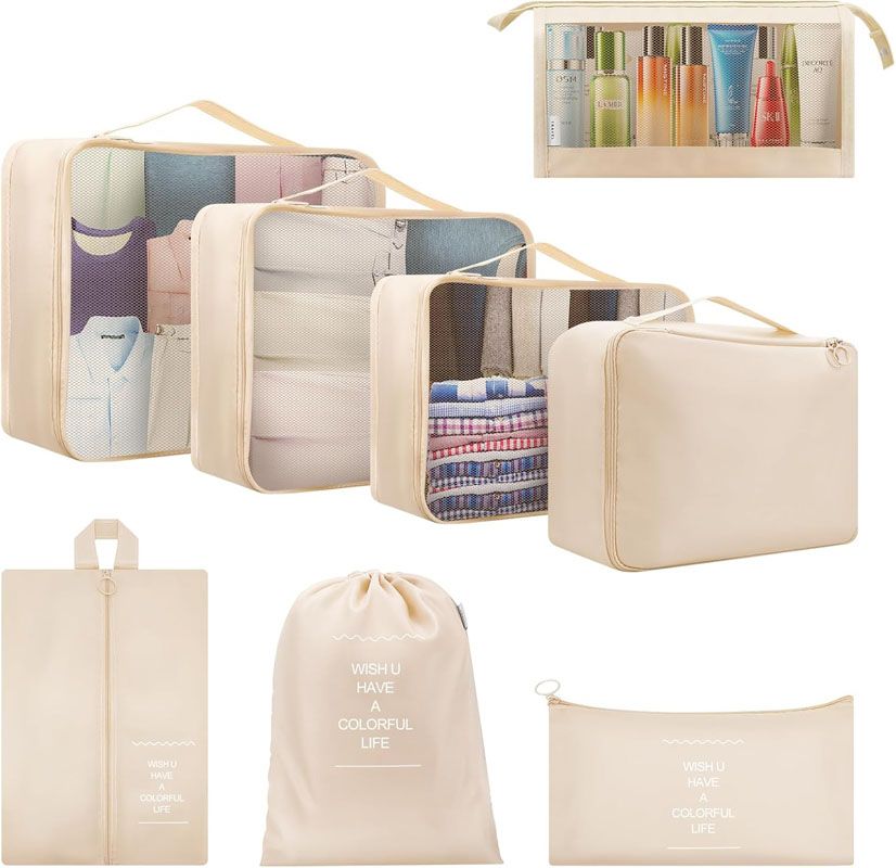 Packing Cubes for Suitcase, 8PCS Thickening Travel Organiser Packing Bags Lightweight Travel Accessories Organizers Essentials Clothes Shoes Cosmetics Toiletries Storage Bags