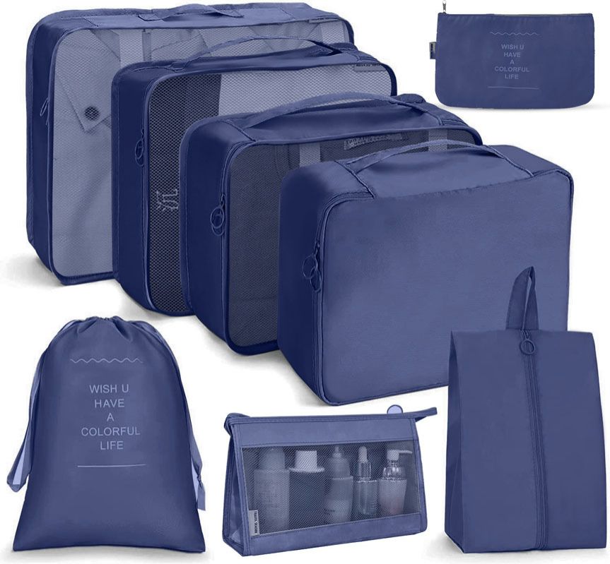 Packing Cubes for Suitcase, 8PCS Thickening Travel Organiser Packing Bags Lightweight Travel Accessories Organizers Essentials Clothes Shoes Cosmetics Toiletries Storage Bags