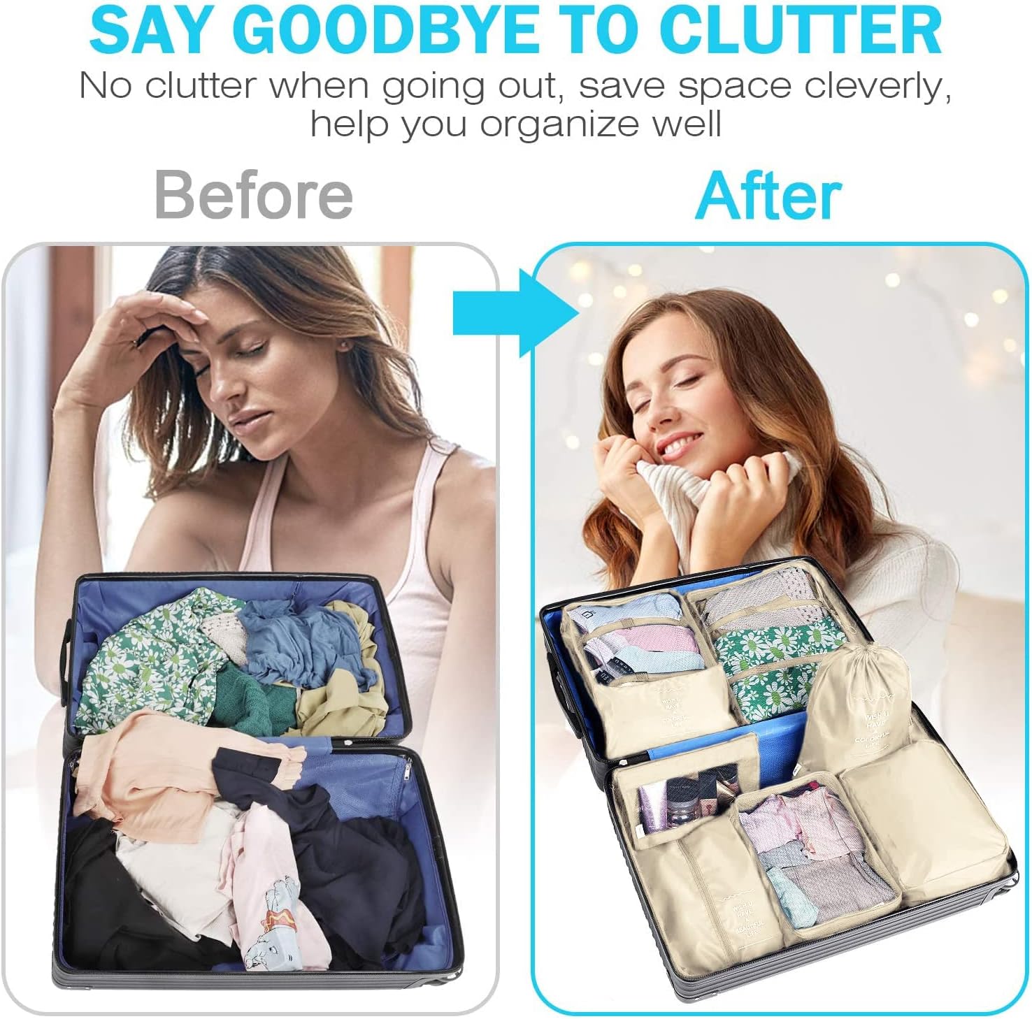 Packing Cubes for Suitcase, 8PCS Thickening Travel Organiser Packing Bags Lightweight Travel Accessories Organizers Essentials Clothes Shoes Cosmetics Toiletries Storage Bags