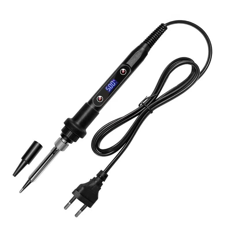 Soldering Iron Kit 80W LCD Adjustable Temperature 180-500℃ Solder Kit Electronics 13 in 1 Welding Tools with ON/OFF Switch, Solder Wire, 5 Soldering Tips, Desoldering Pump, Stand, Tweezers